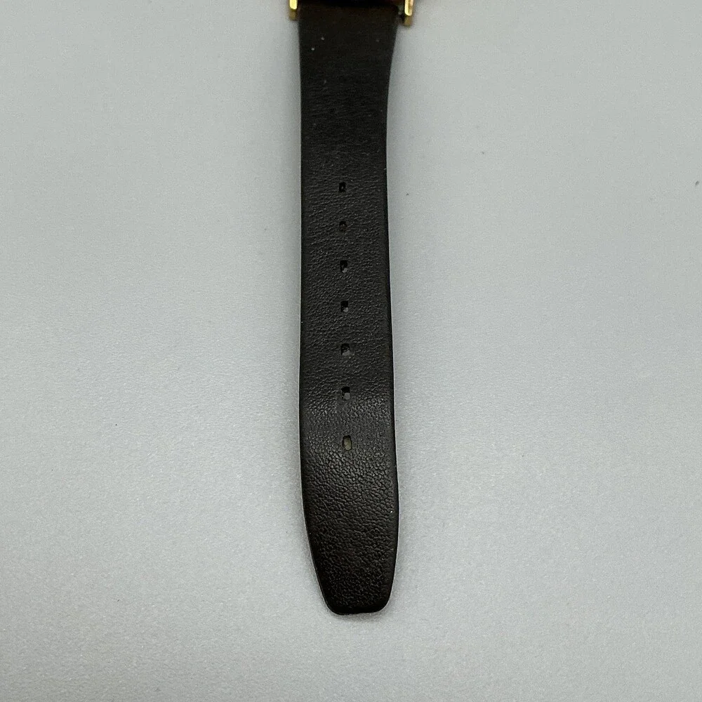Vintage Timex Mens Watch 32mm White Dial Gold Tone Black Leather New Battery